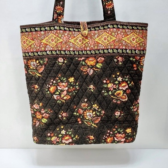 Vera Bradley Chocolat Brown Quilted Cotton Shopper Tote Bag - Picture 2 of 12